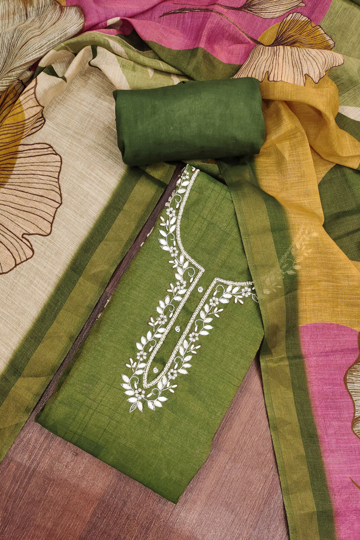 Green Color Cotton Engaging Printed Salwar Suit | Buy Online India
