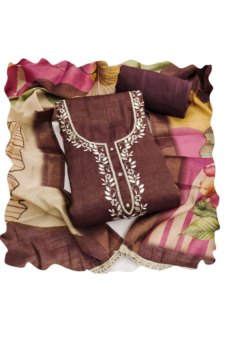 Brown Color Sober Printed Cotton Salwar Suit | Buy Online India