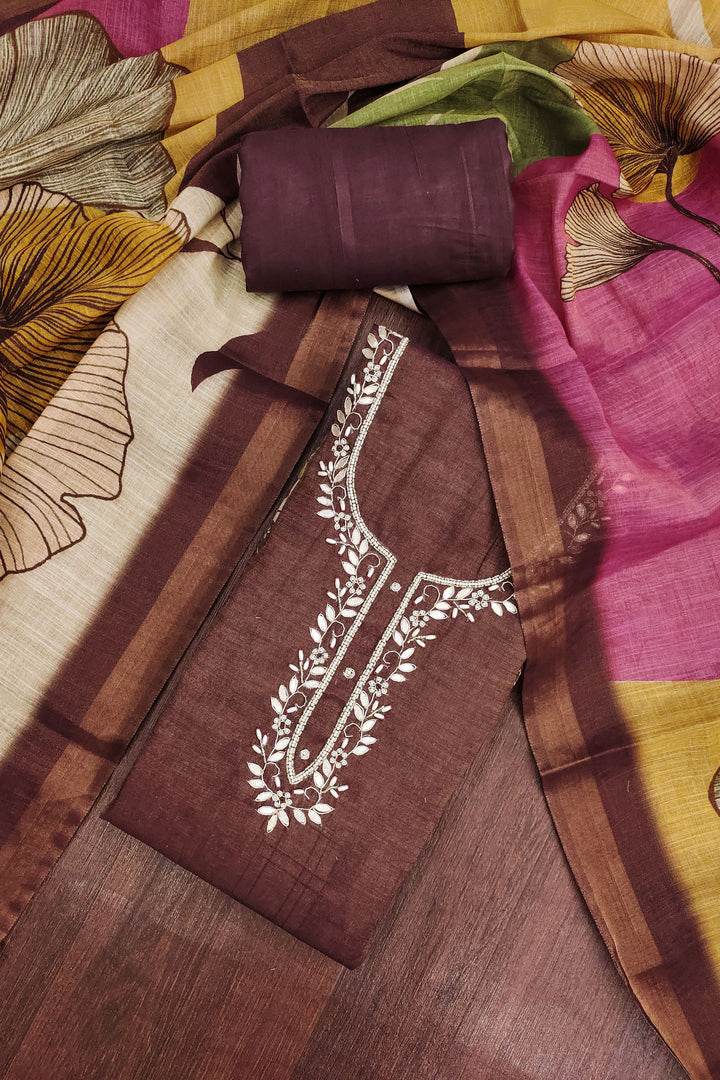 Brown Color Sober Printed Cotton Salwar Suit | Buy Online India