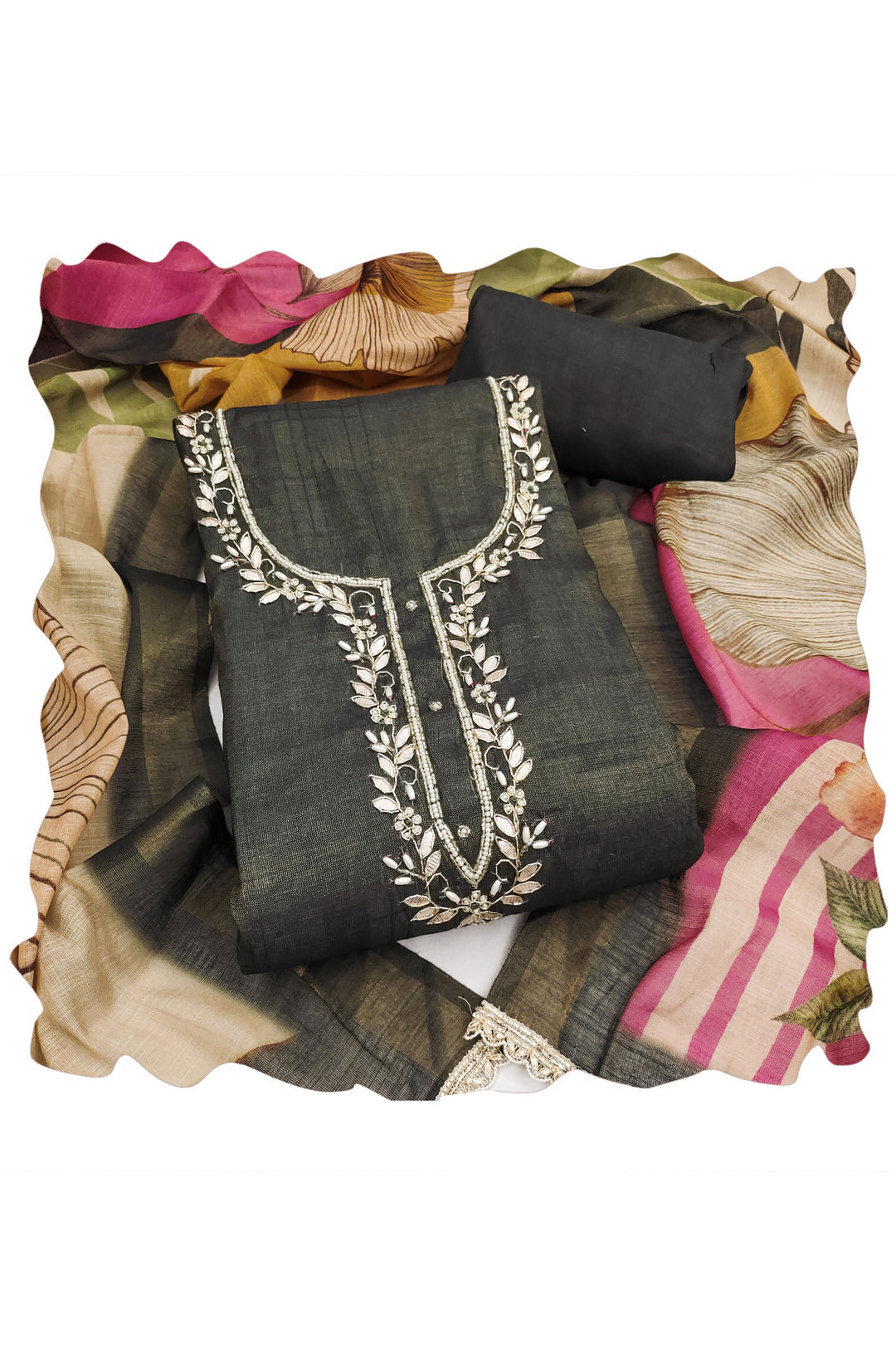 Creative Grey Color Cotton Printed Salwar Suit | Buy Online India
