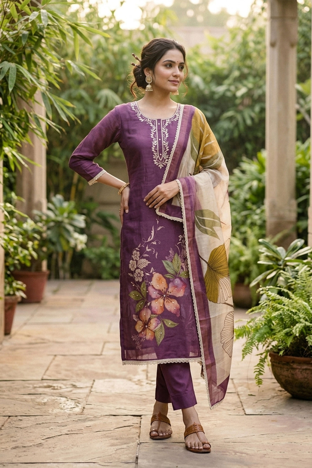 Purple Color Cotton Stunning Printed Salwar Suit | Buy Online India