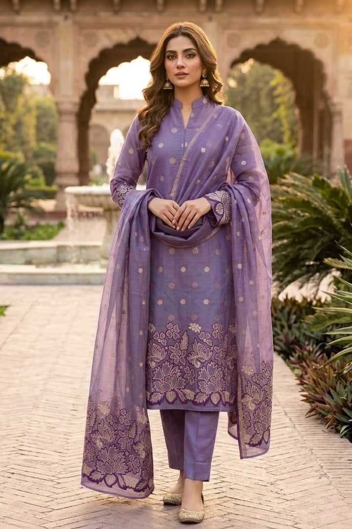 Purple Color Art Silk Lovely Jacquard Salwar Suit | Buy Online India