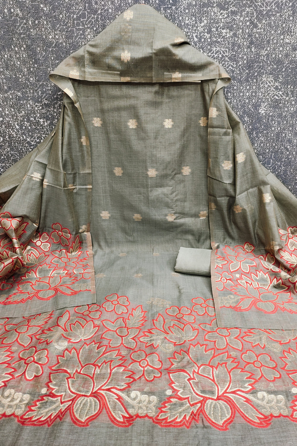 Art Silk Grey Color Attractive Jacquard Salwar Suit | Buy Online India