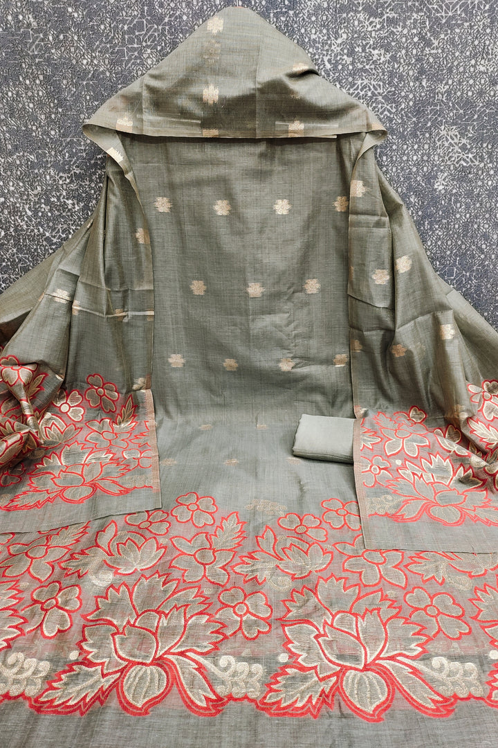 Art Silk Grey Color Attractive Jacquard Salwar Suit | Buy Online India