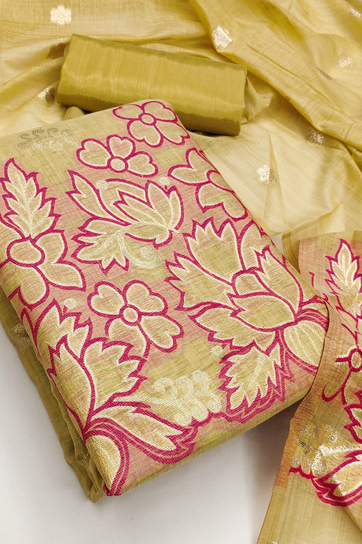 Mustard Color Art Silk Beautiful Jacquard Salwar Suit | Buy Online India