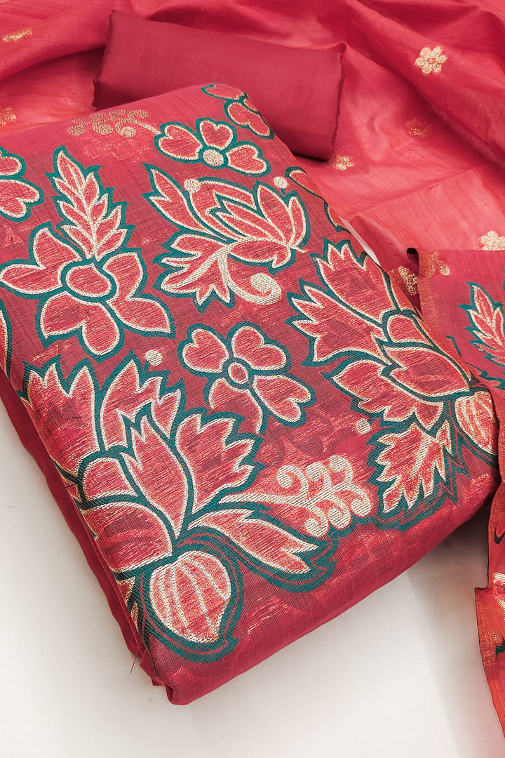 Art Silk Red Color Glamorous Jacquard Salwar Suit | Buy Online India