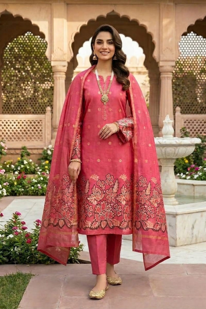 Art Silk Red Color Glamorous Jacquard Salwar Suit | Buy Online India
