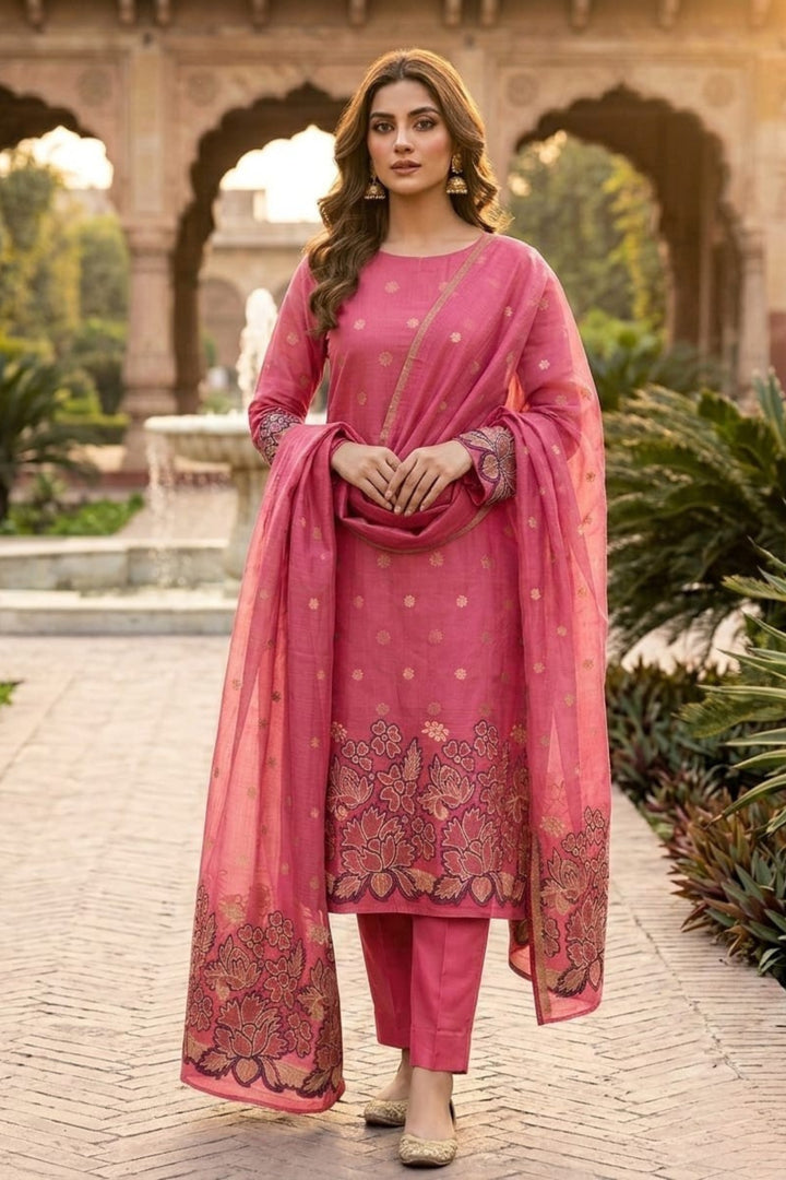 Pink Color Art Silk Glorious Jacquard Salwar Suit | Buy Online India