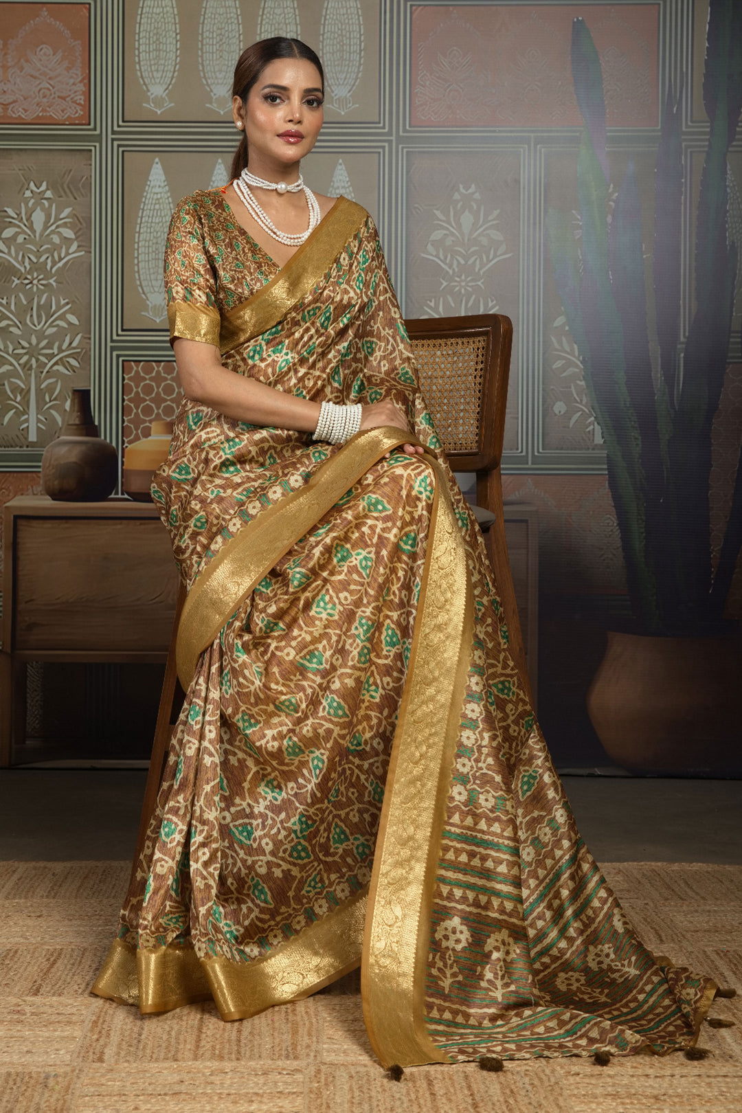 Mustard Color Art Silk Beatific Weaving Border Printed Saree | Buy Online India