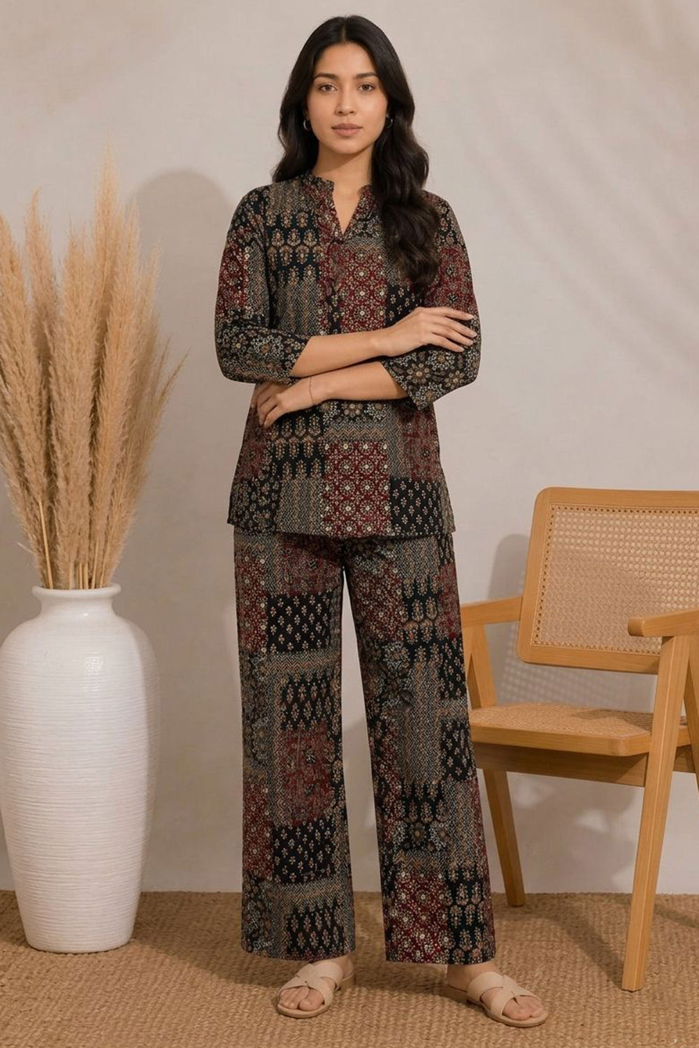 Black Color Cotton Beautiful Printed Co-Ord Set | Buy Online India