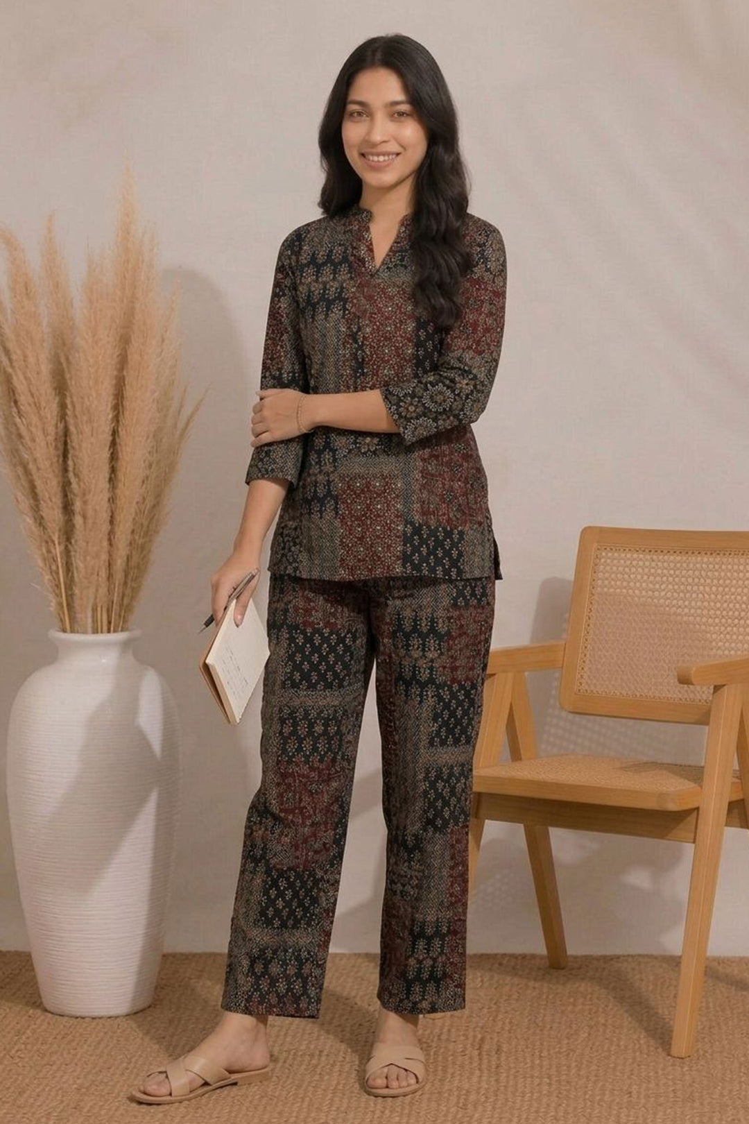 Black Color Cotton Beautiful Printed Co-Ord Set | Buy Online India