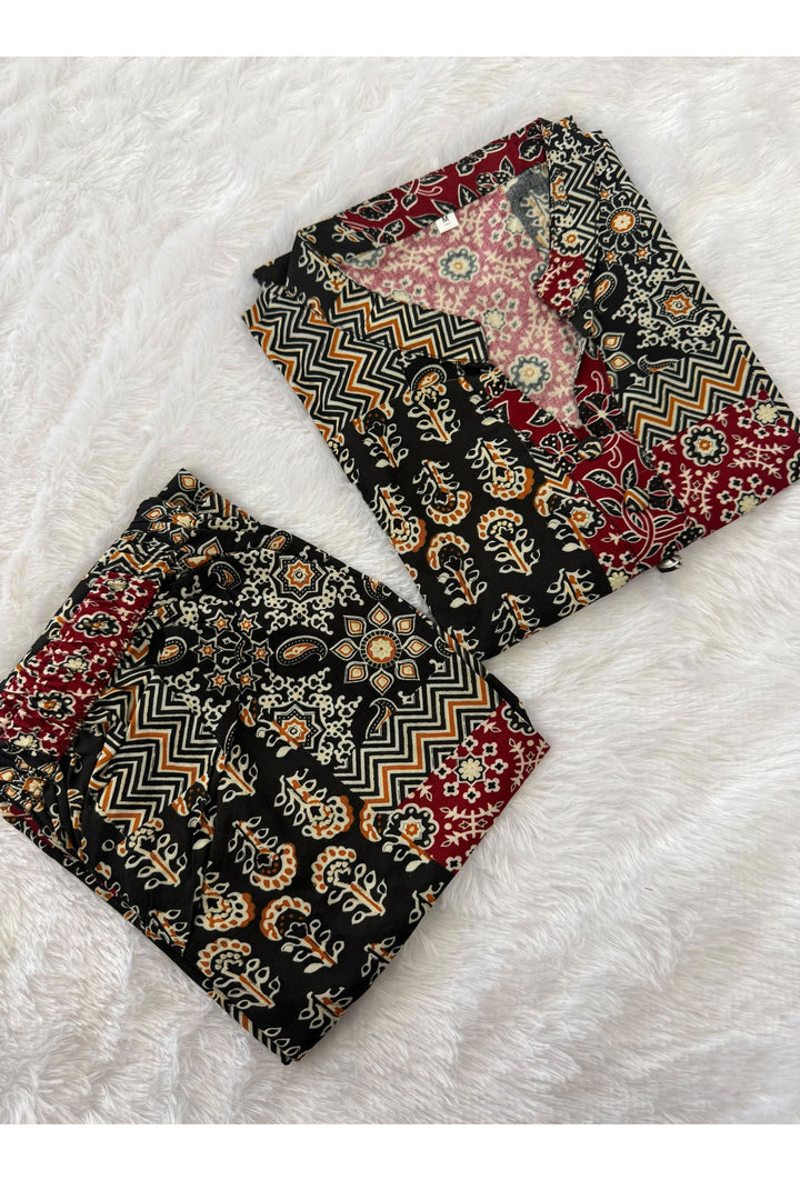 Black Color Cotton Beautiful Printed Co-Ord Set | Buy Online India