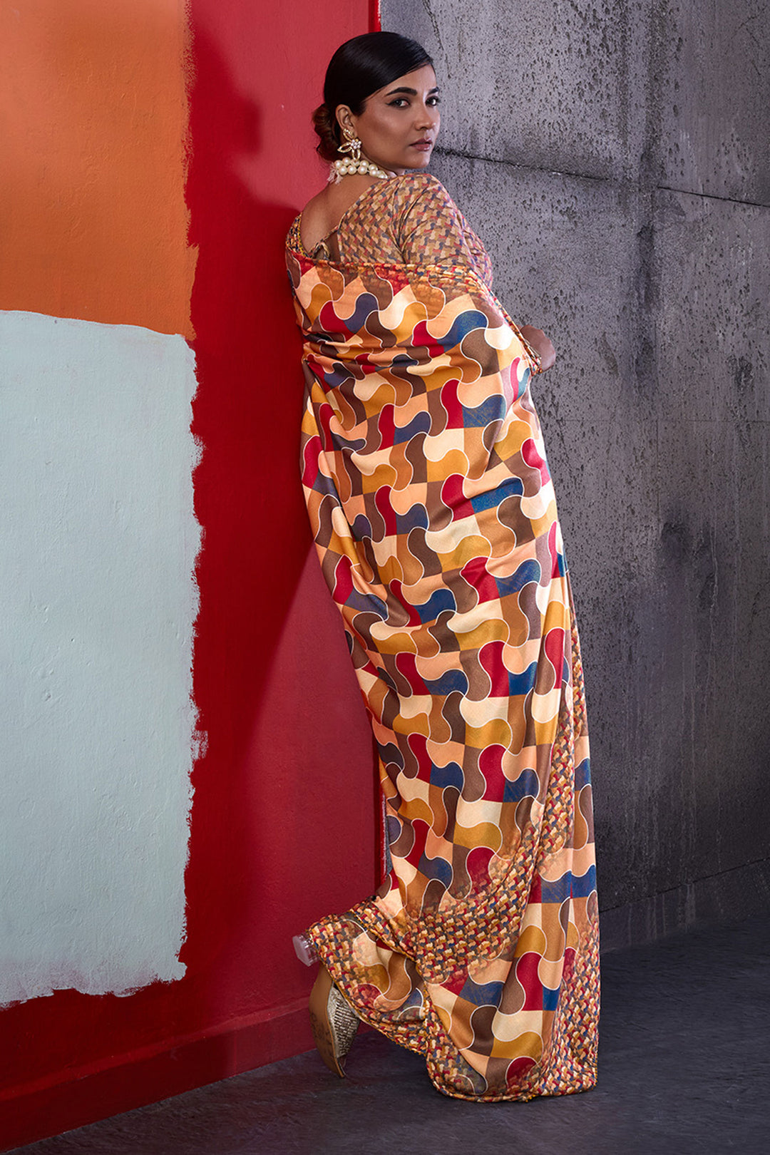 Mustard Color Brilliant Cotton Crepe Printed Saree