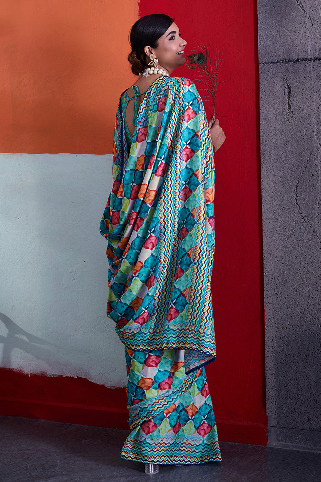Green Color Glamorous Cotton Crepe Printed Saree