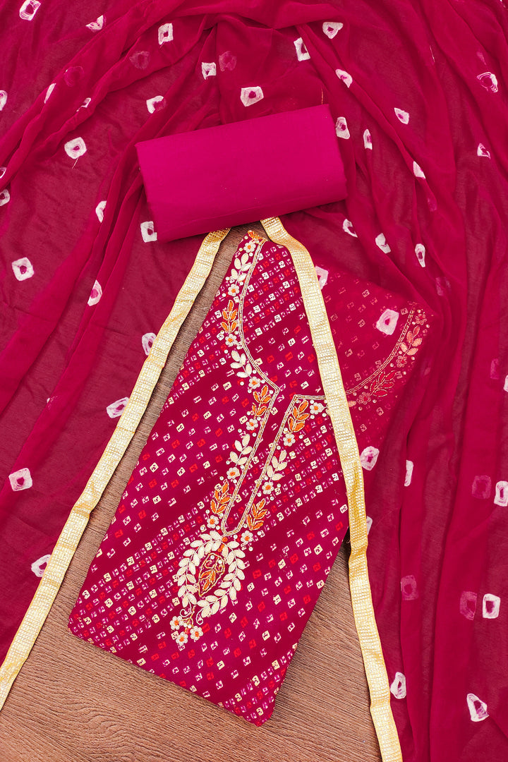 Festival Special Pink Cotton Bandhani Style Salwar Suit