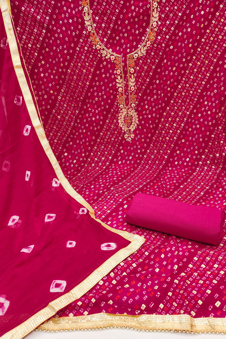 Festival Special Pink Cotton Bandhani Style Salwar Suit