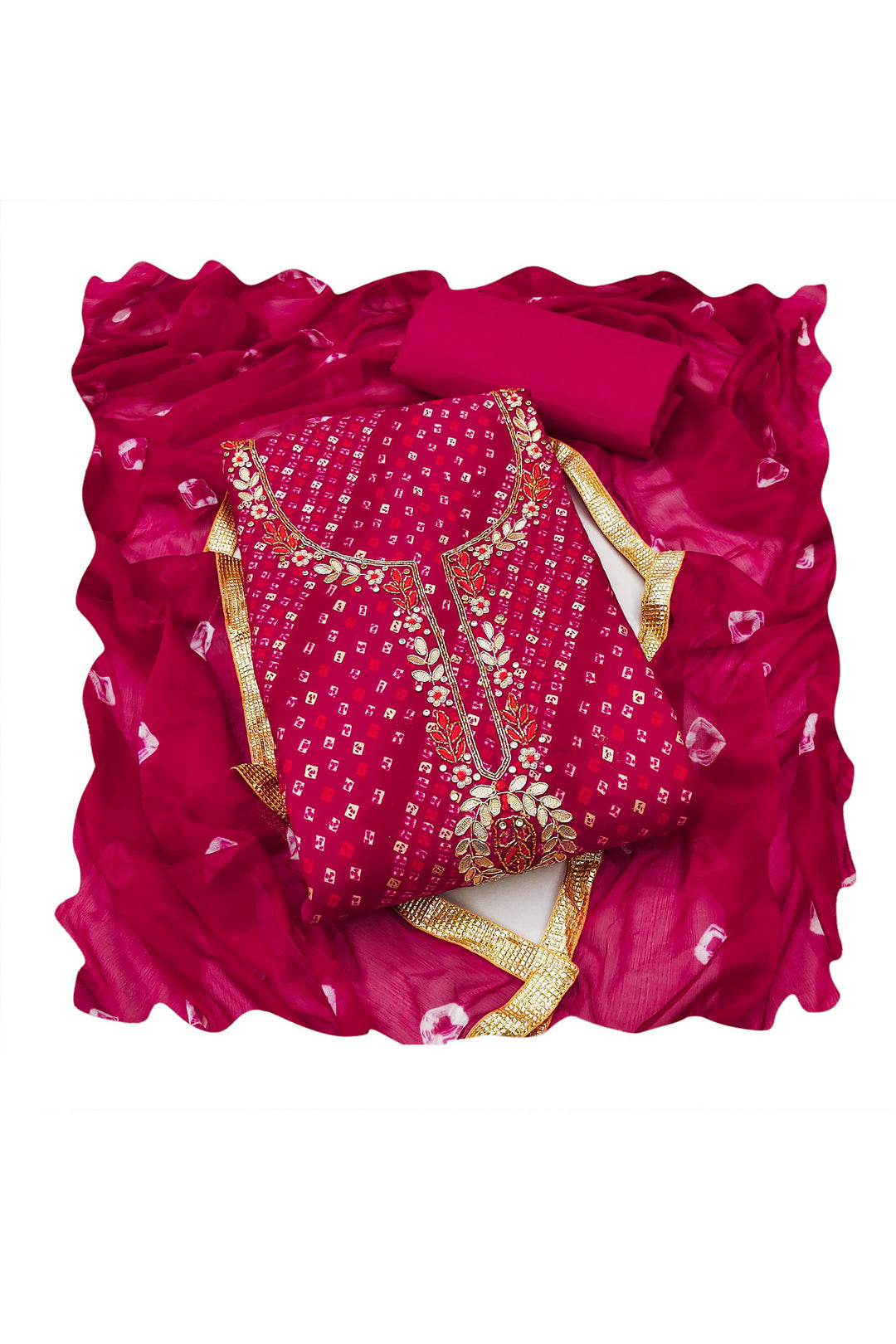 Festival Special Pink Cotton Bandhani Style Salwar Suit
