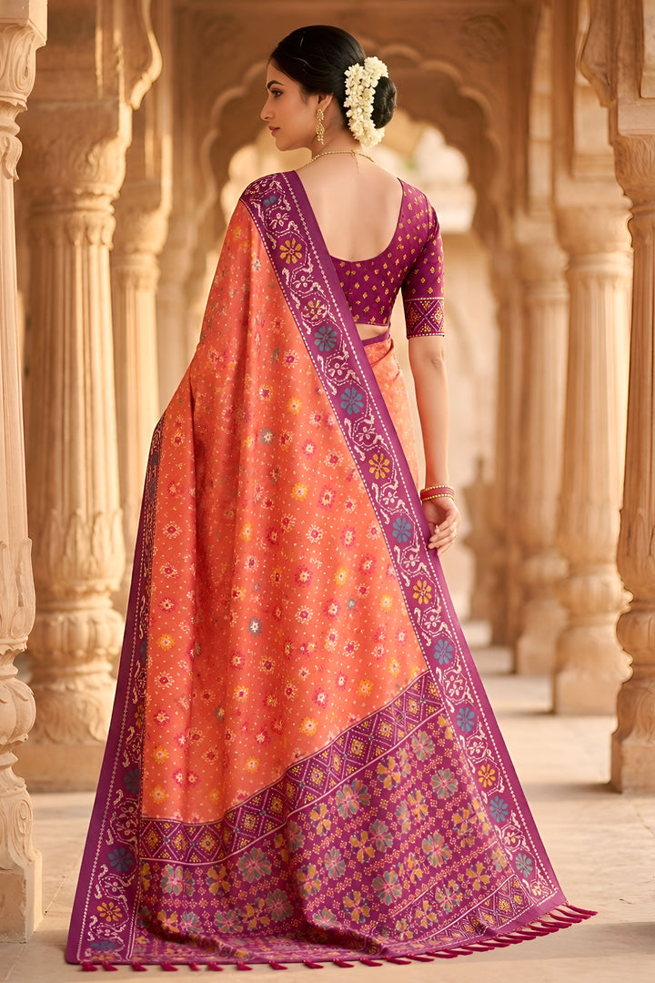 Pink Color Glorious Patola Printed Festive Style Silk Saree