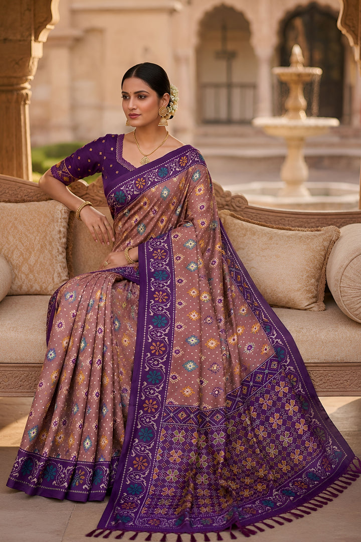 Attractive Festive Look Patola Printed Silk Saree In Pink Color