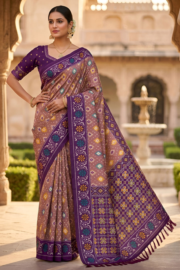 Attractive Festive Look Patola Printed Silk Saree In Pink Color