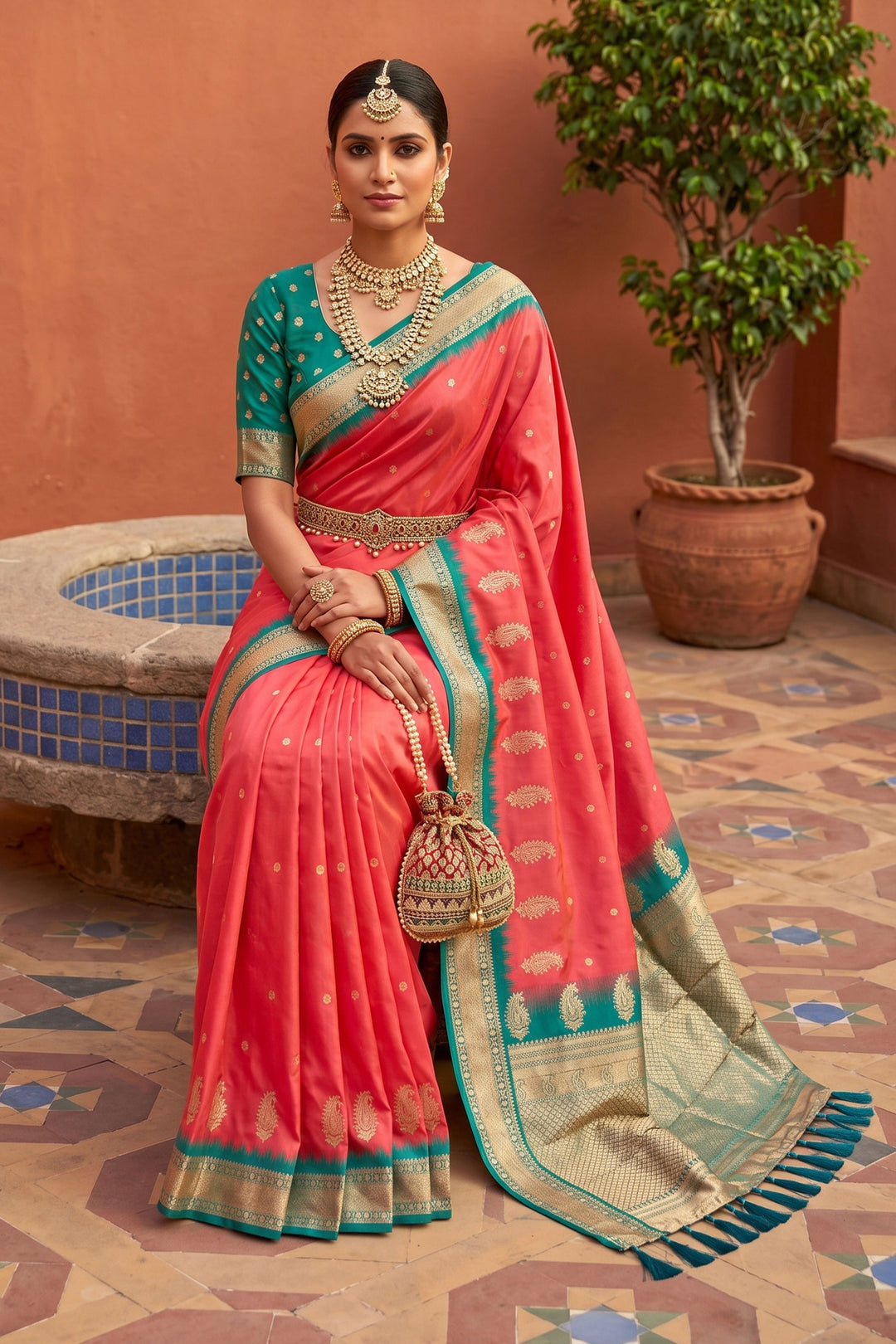 Pink Color Coveted Silk Saree With Jacquard Work