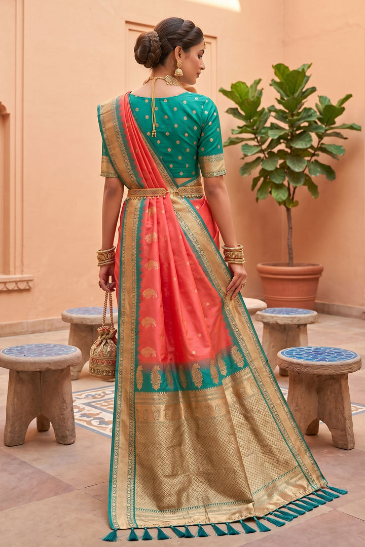 Pink Color Coveted Silk Saree With Jacquard Work