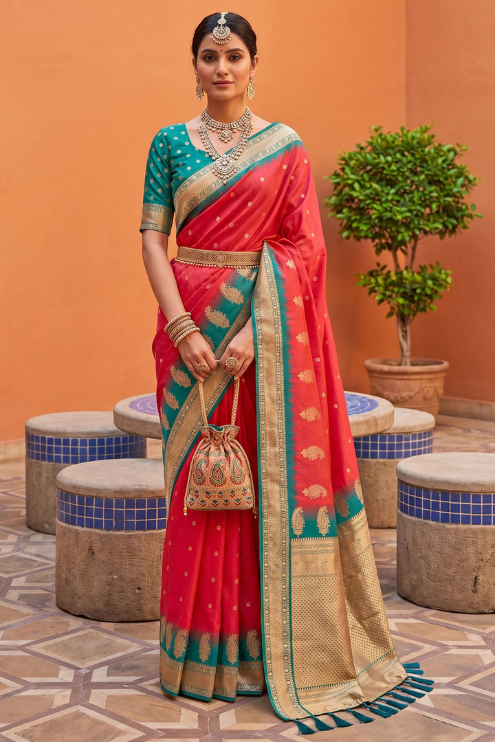 Pink Color Coveted Silk Saree With Jacquard Work