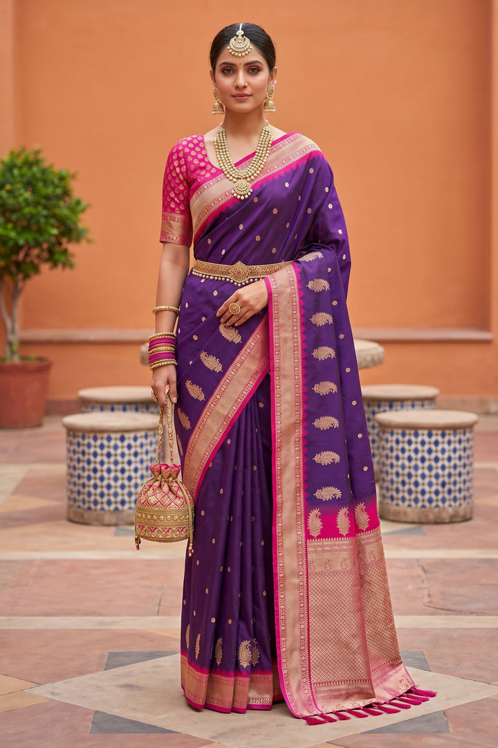 Creative Jacquard Work Purple Color Silk Saree