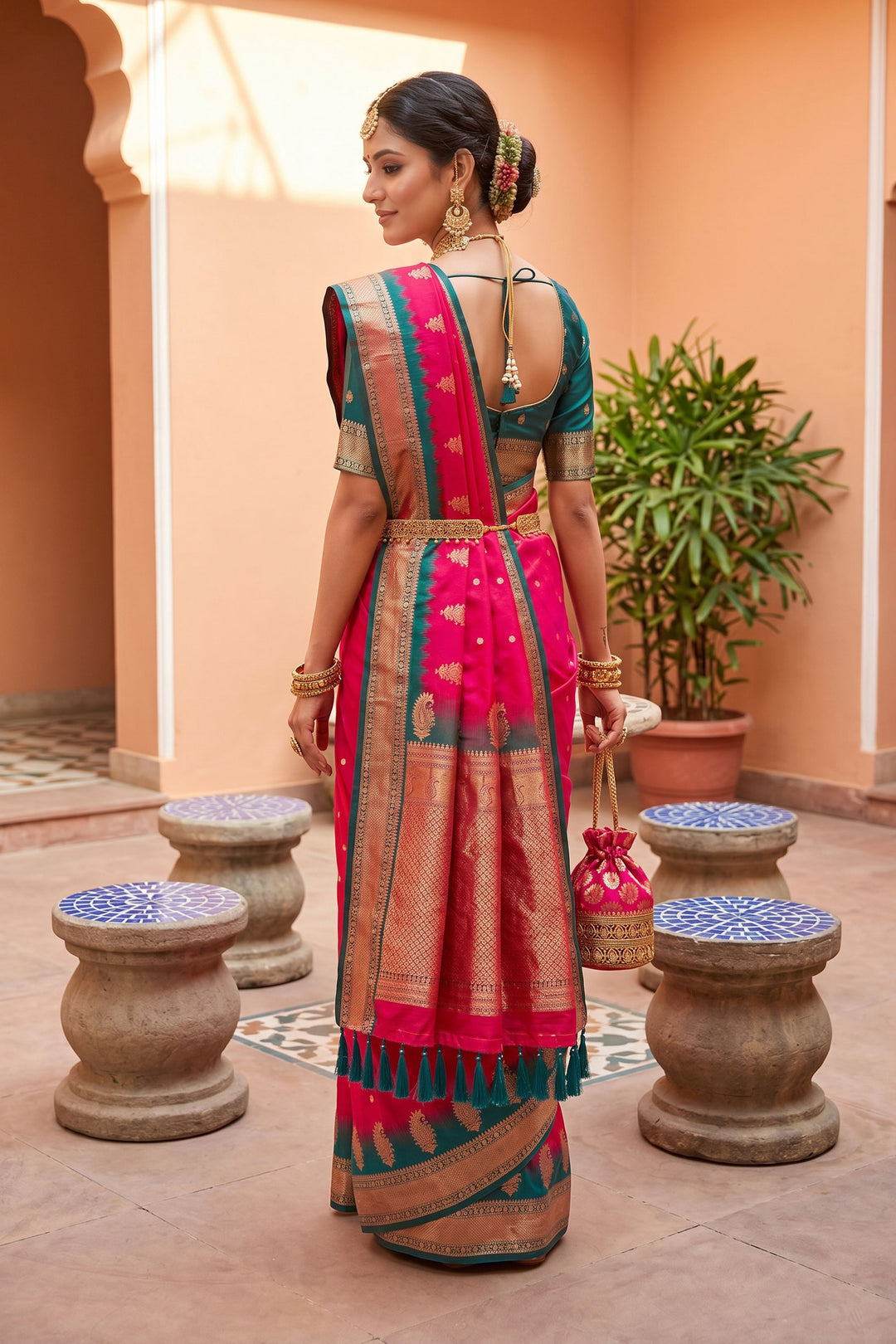 Tempting Pink Color Silk Saree With Jacquard Work