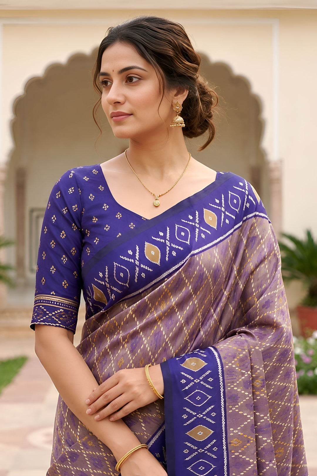 Engaging Lavender Color Patola Silk Meenakari Jacquard Saree