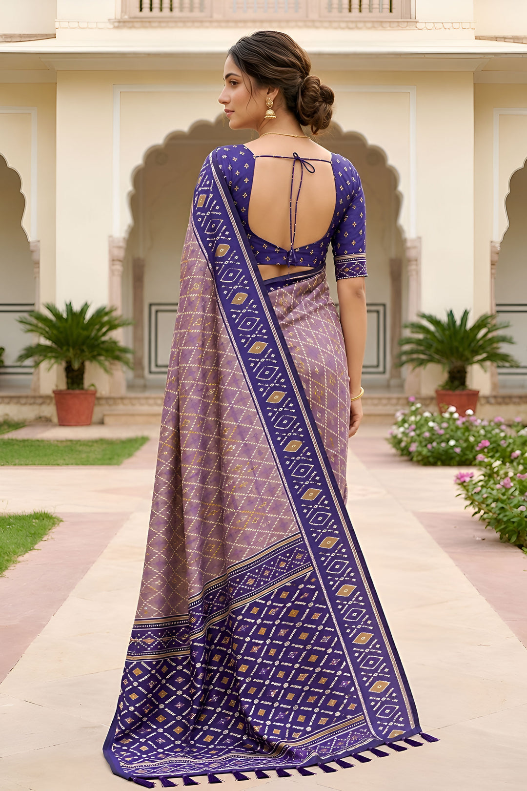 Engaging Lavender Color Patola Silk Meenakari Jacquard Saree