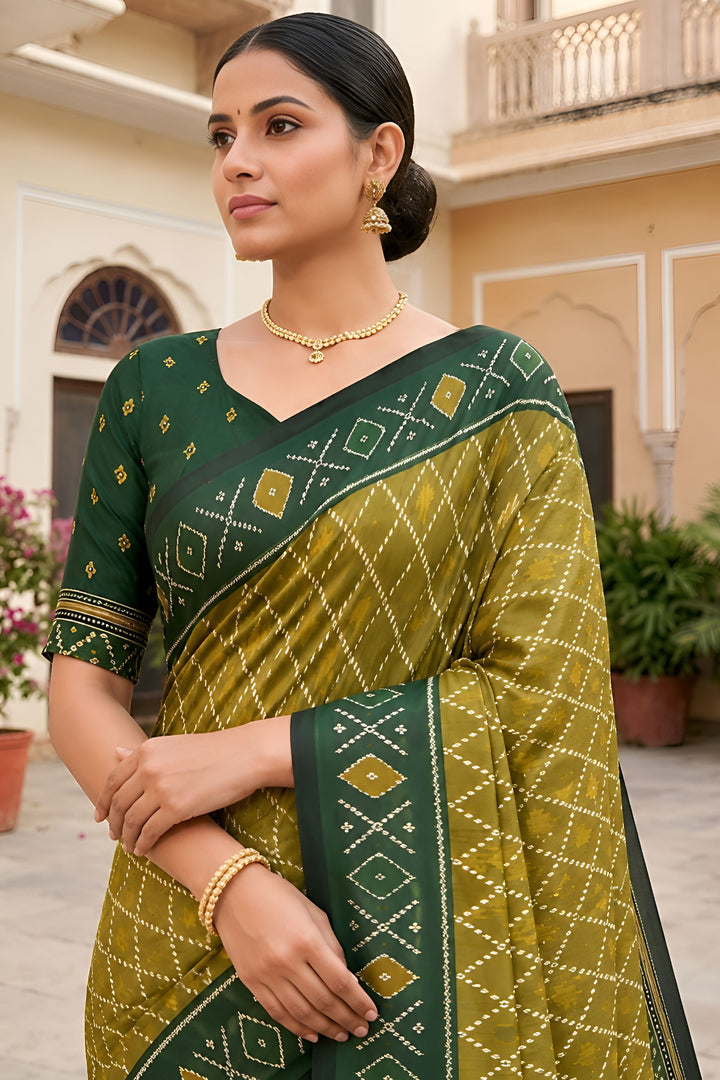 Amazing Green Color Patola Silk Meenakari Jacquard Saree
