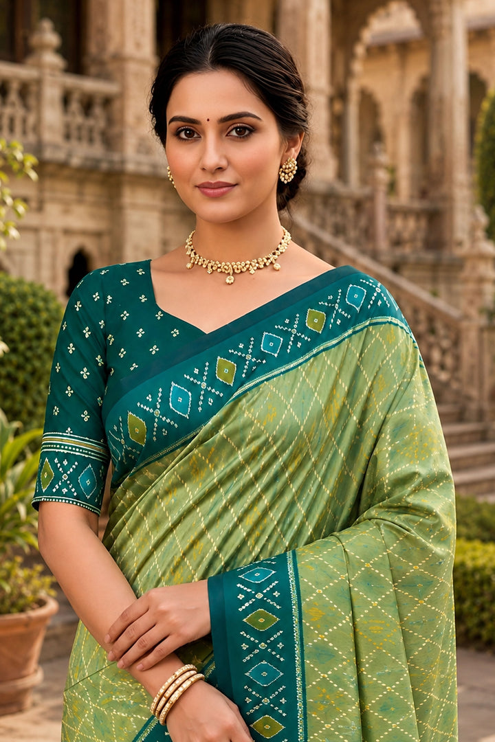 Soothing Sea Green Color Patola Silk Meenakari Jacquard Saree