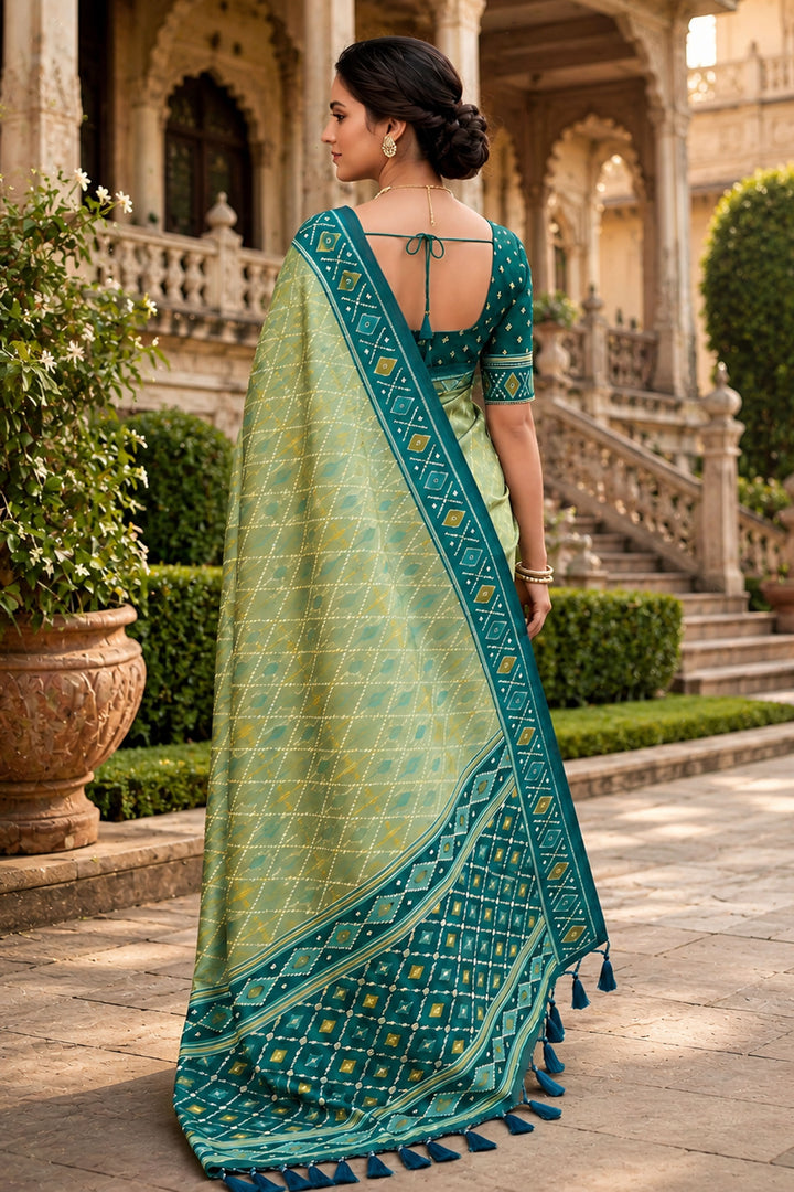 Soothing Sea Green Color Patola Silk Meenakari Jacquard Saree