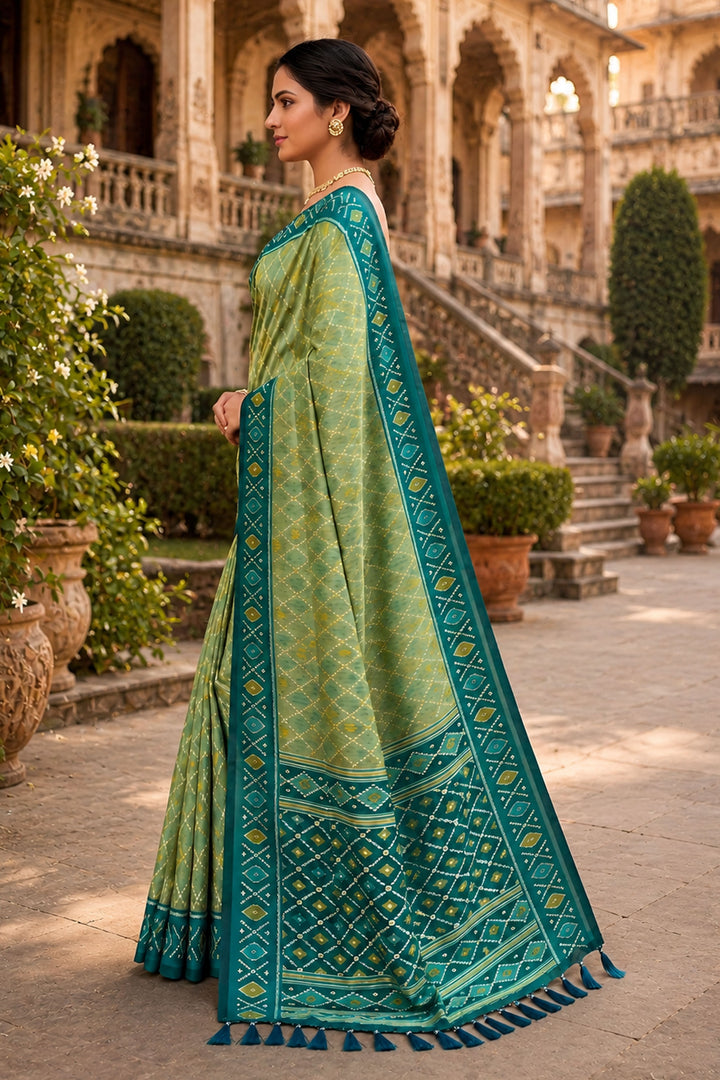 Soothing Sea Green Color Patola Silk Meenakari Jacquard Saree