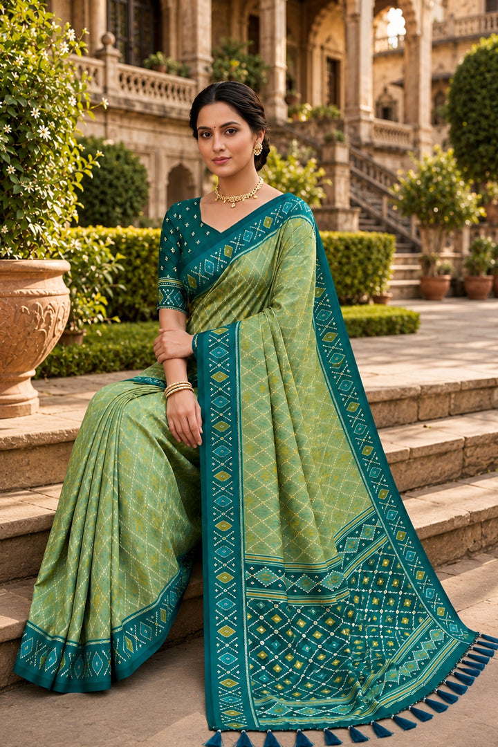 Soothing Sea Green Color Patola Silk Meenakari Jacquard Saree