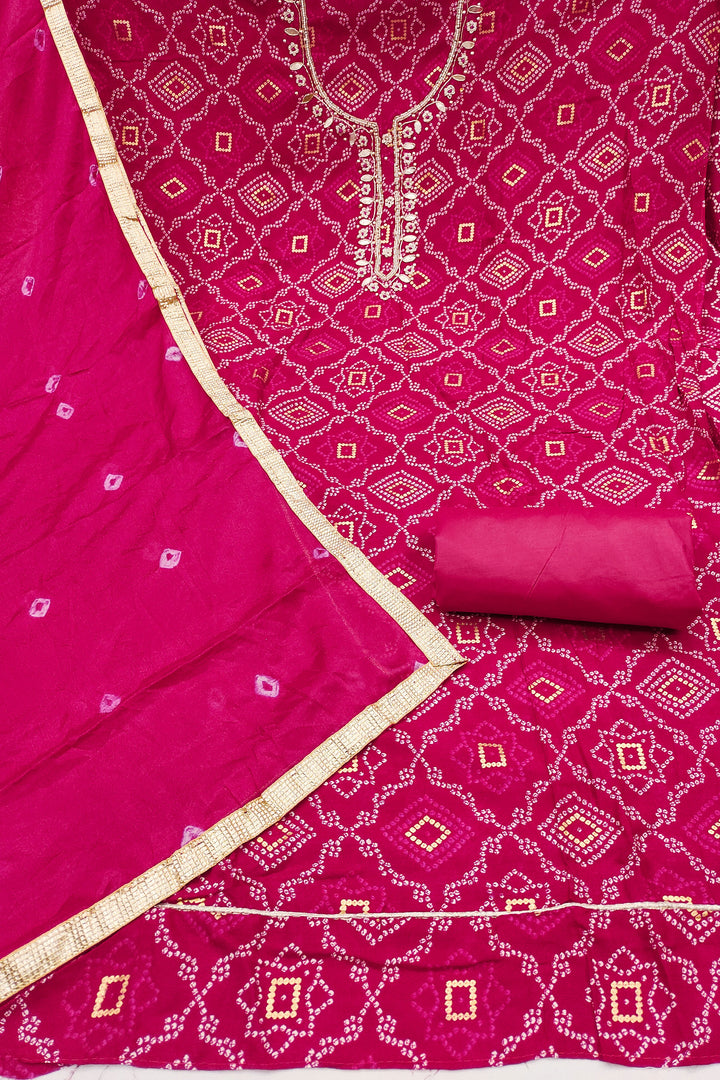 Pink Color Glorious Bandhani Style Cotton Salwar Suit | Buy Online India