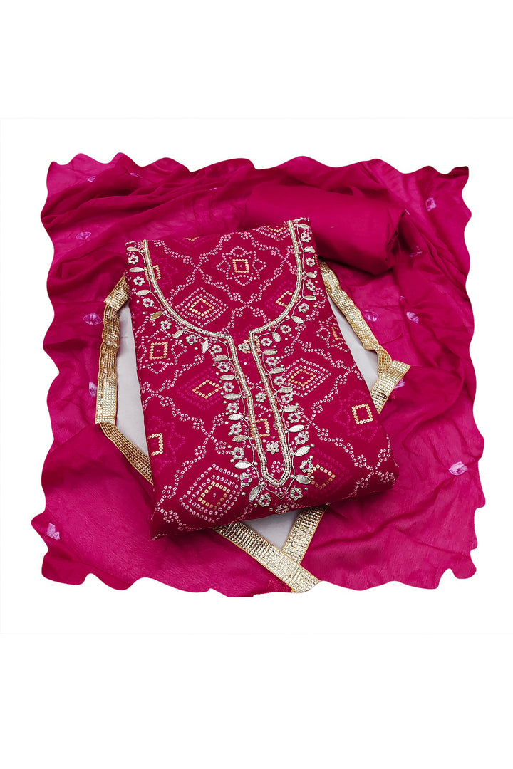 Pink Color Glorious Bandhani Style Cotton Salwar Suit | Buy Online India
