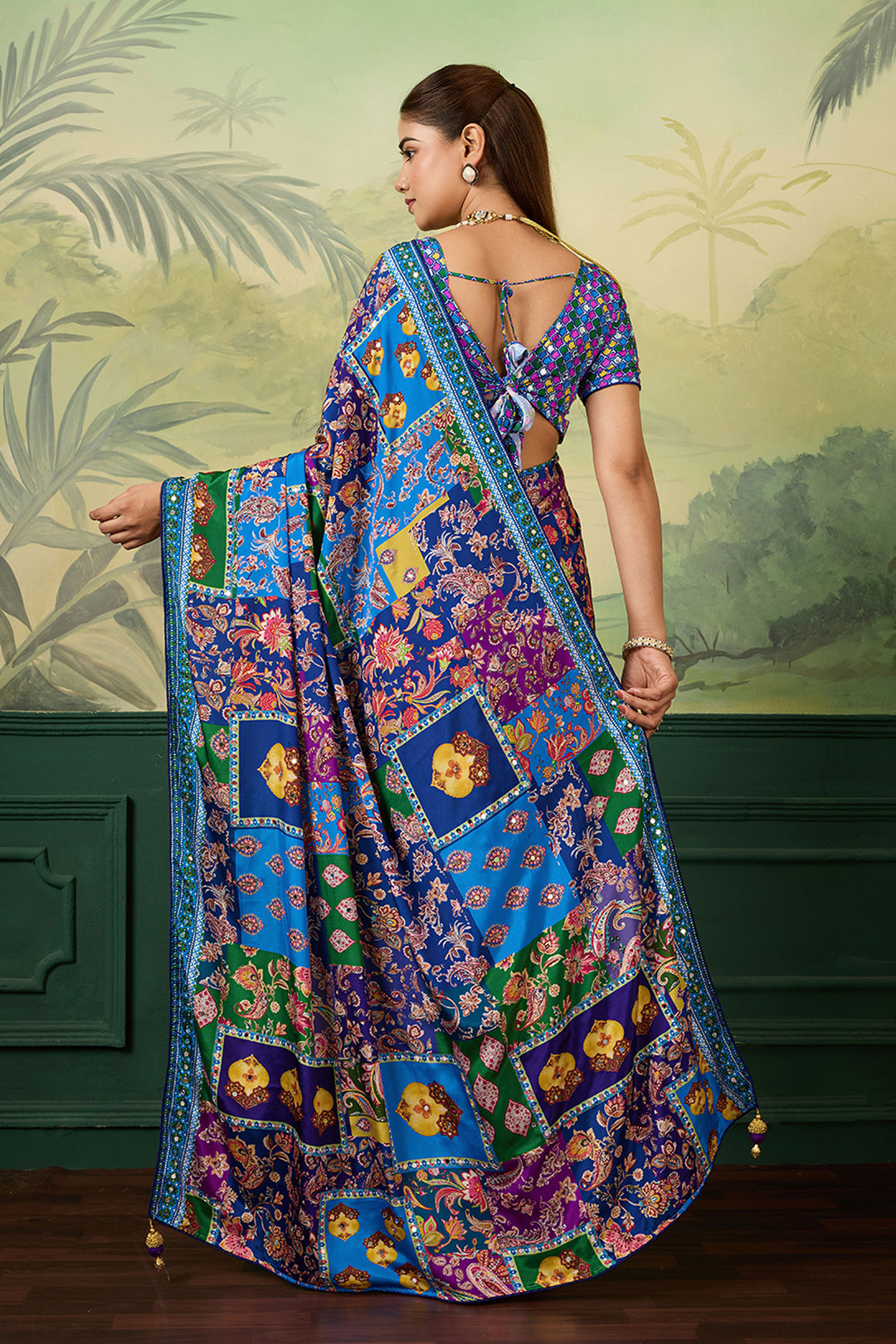 Crepe Silk Fabric Blue Color Amazing Printed Saree