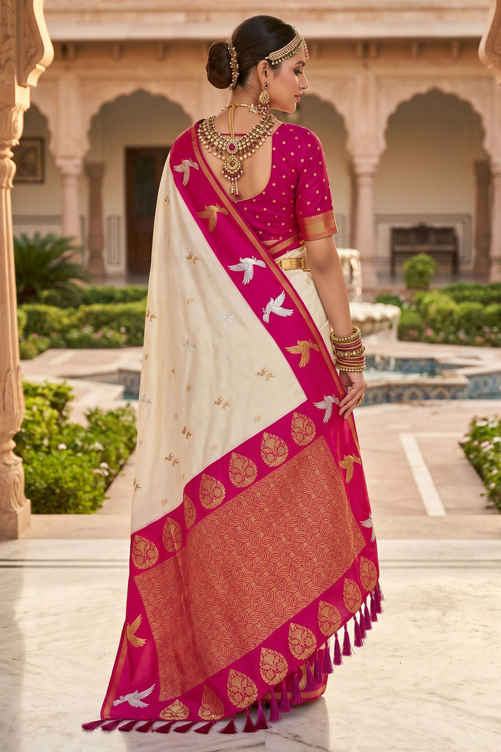 Beguiling Weaving Work Beige Color Silk Saree