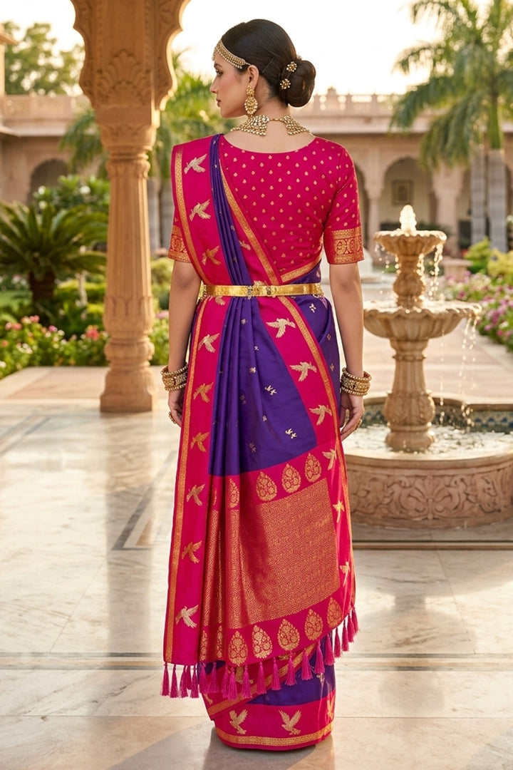 Amazing Weaving Work Purple Color Silk Saree