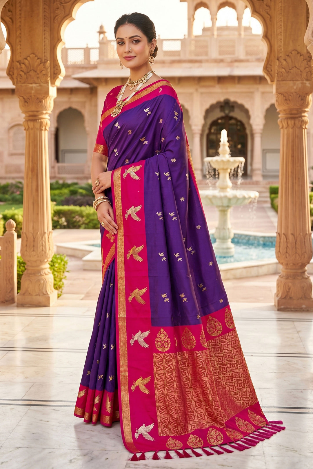 Amazing Weaving Work Purple Color Silk Saree