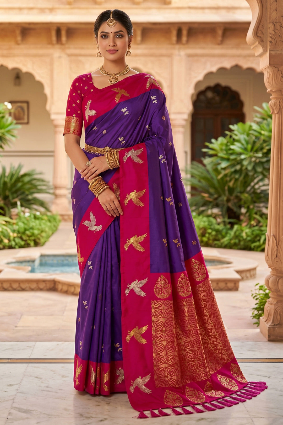 Amazing Weaving Work Purple Color Silk Saree