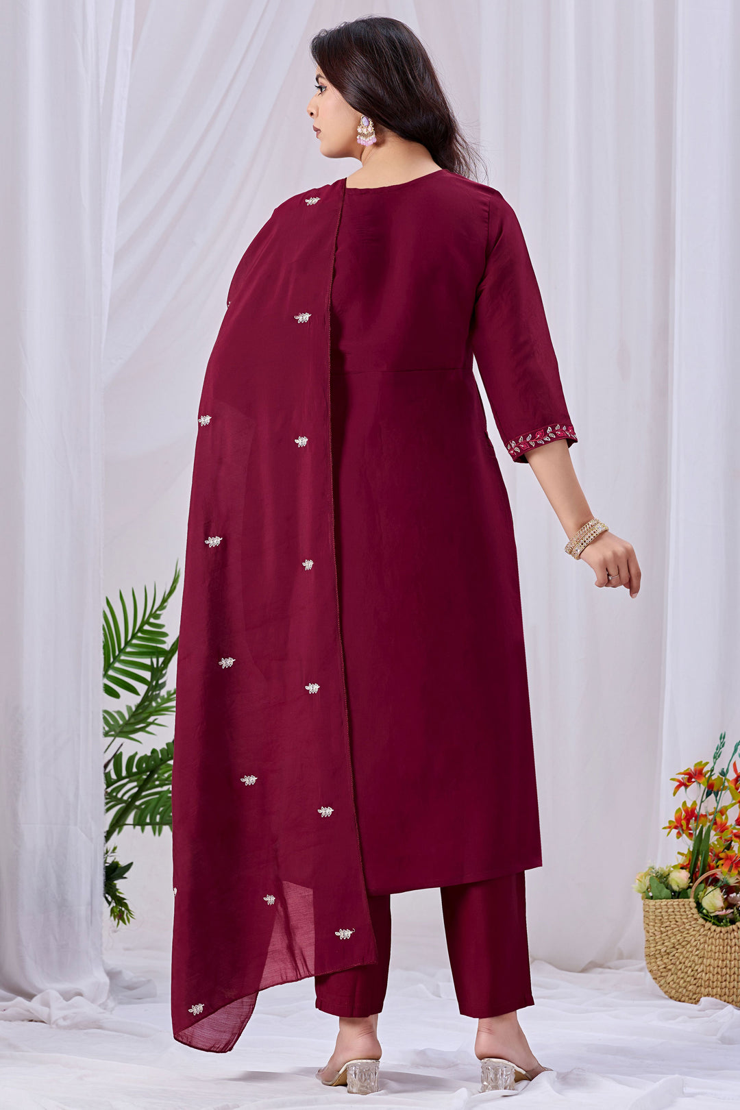 Maroon Cotton Beatific Readymade Salwar Suit | Buy Online India