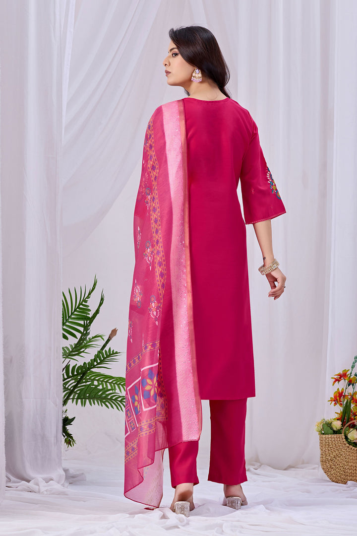 Incredible Art Silk Pink Color Readymade Salwar Suit | Buy Online India