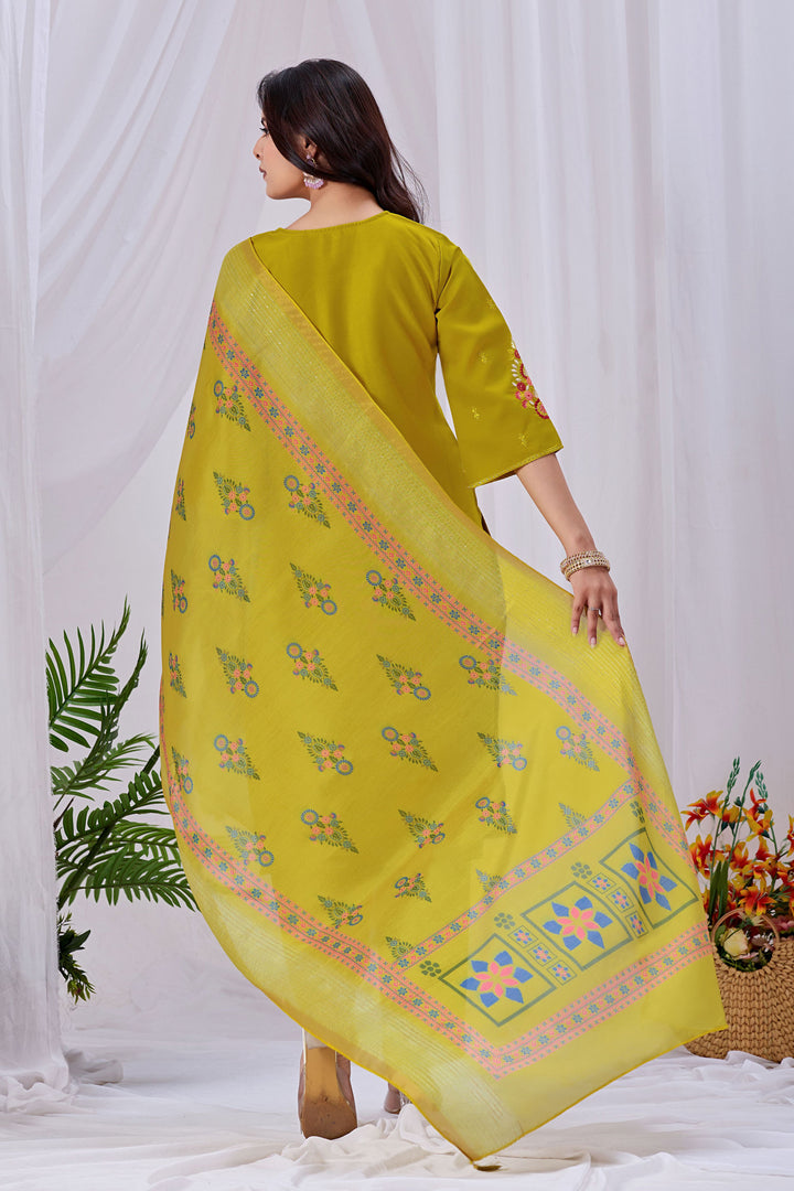 Tempting Art Silk Mustard Color Readymade Salwar Suit | Buy Online India