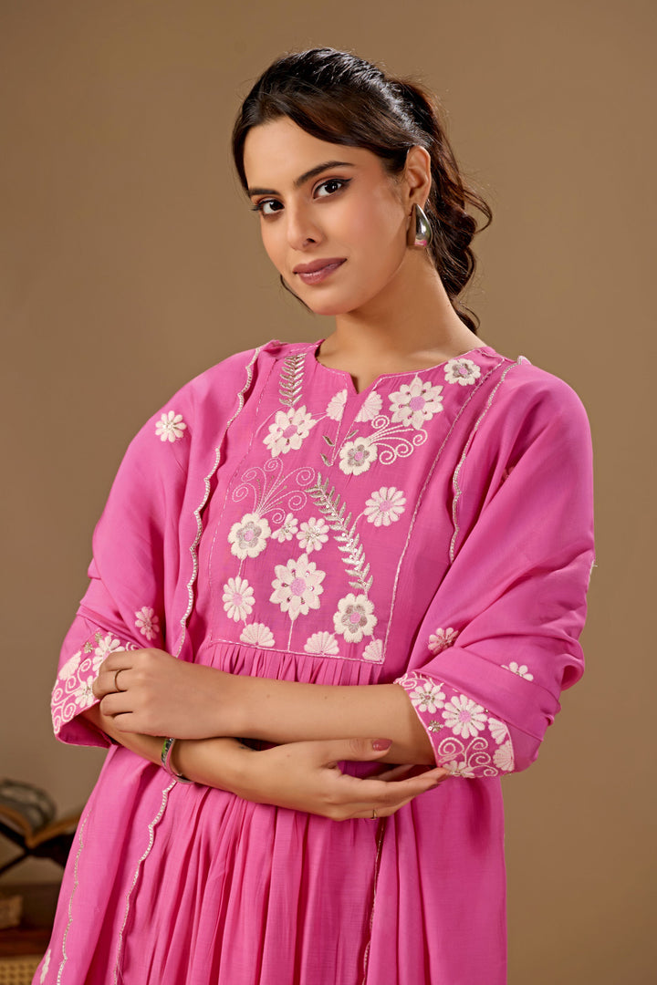 Engaging Pink Color Cotton Readymade Salwar Suit | Buy Online India