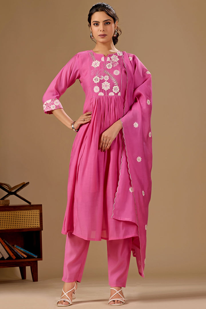 Engaging Pink Color Cotton Readymade Salwar Suit | Buy Online India