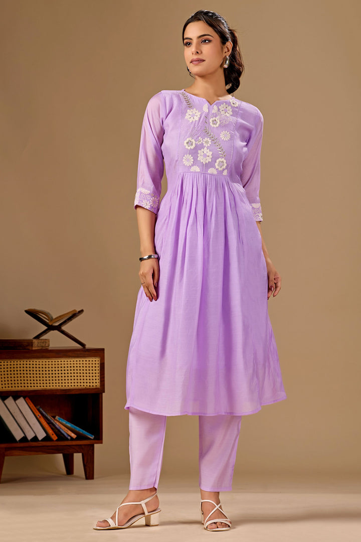 Classic Lavender Color Readymade Cotton Salwar Suit | Buy Online India