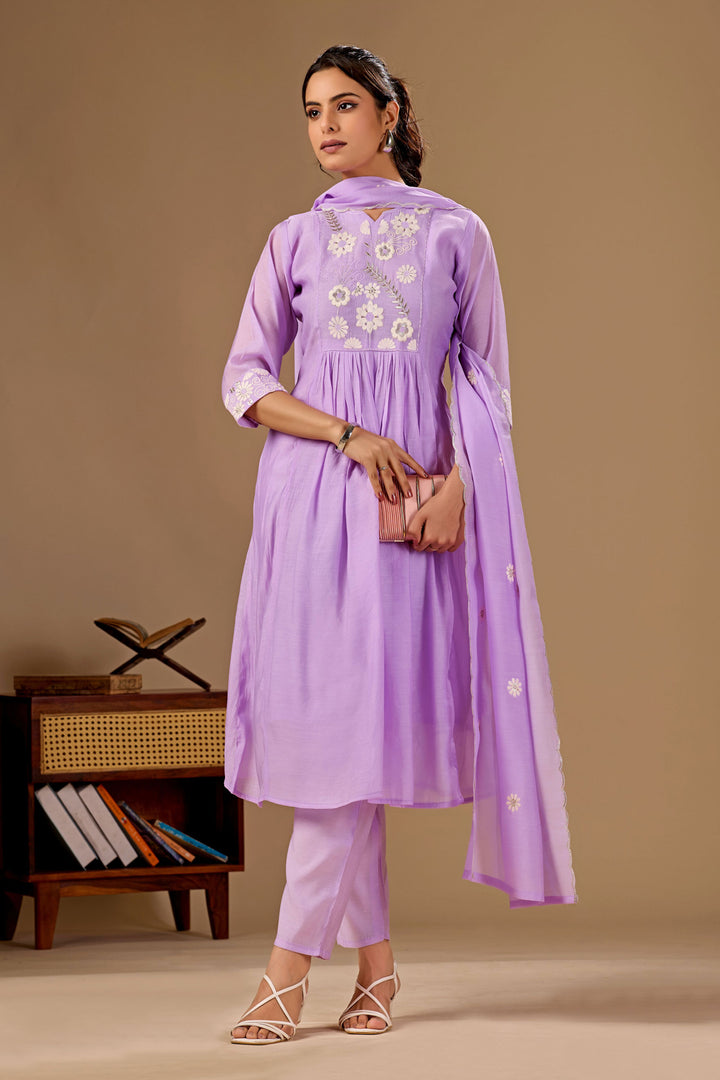 Classic Lavender Color Readymade Cotton Salwar Suit | Buy Online India